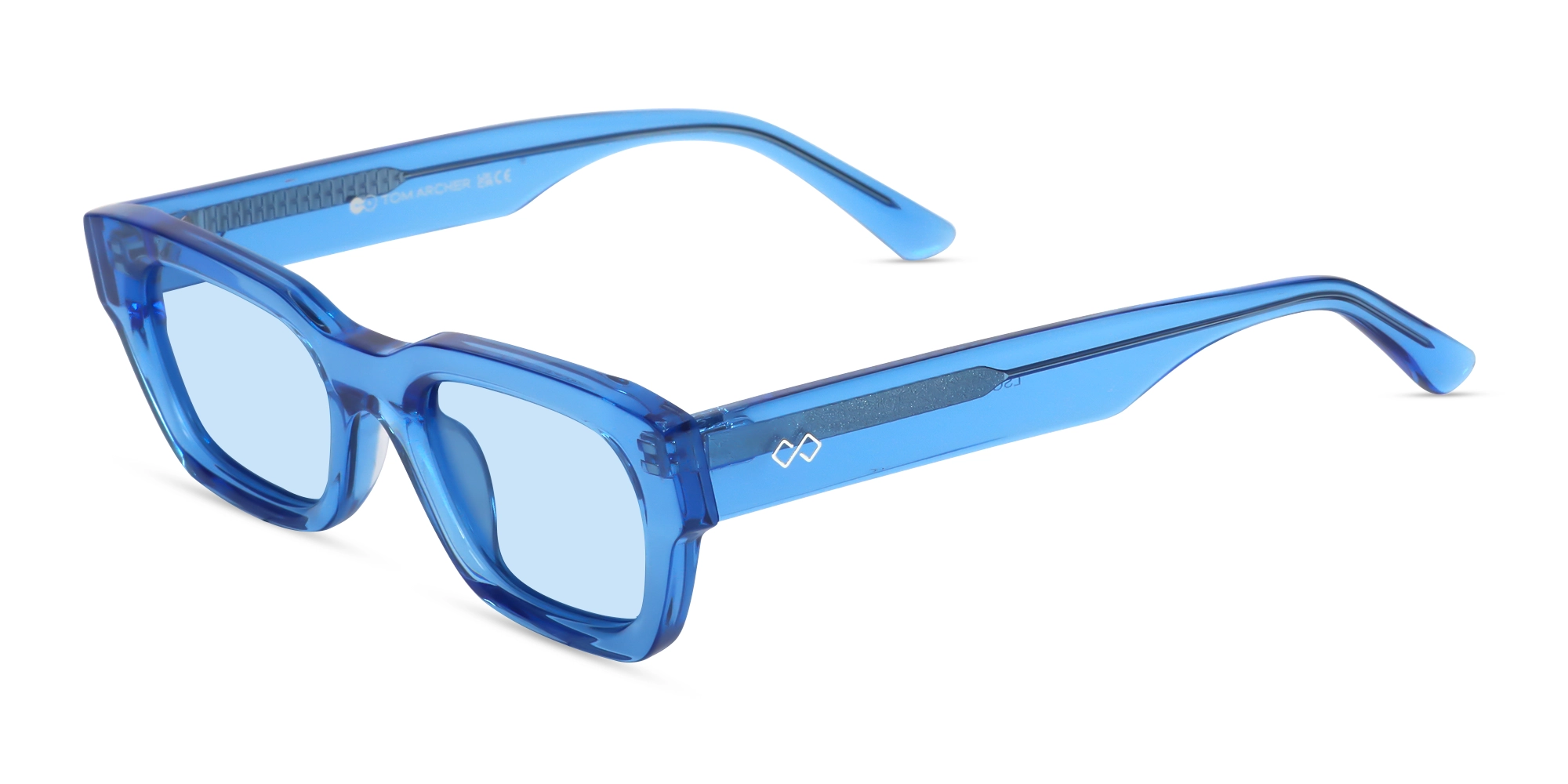 Crystal Azure Blue Acetate Full-Rim Rectangle Sunglasses-3 Crystal Azure Blue Acetate Full-Rim Rectangle Sunglasses-3