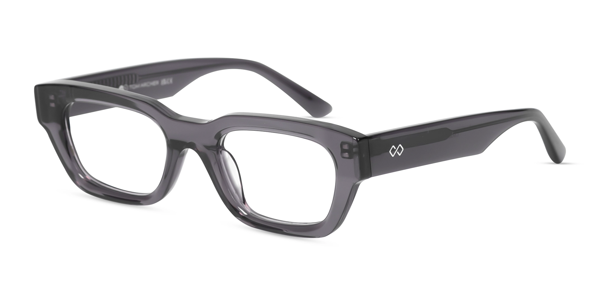 Crystal Slate Grey Rectangle Glasses