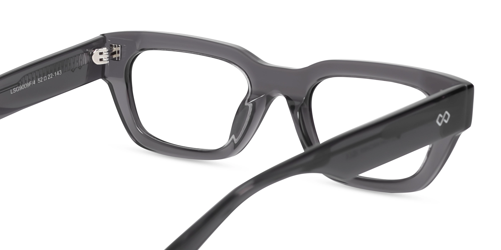 Crystal Slate Grey Rectangle Glasses