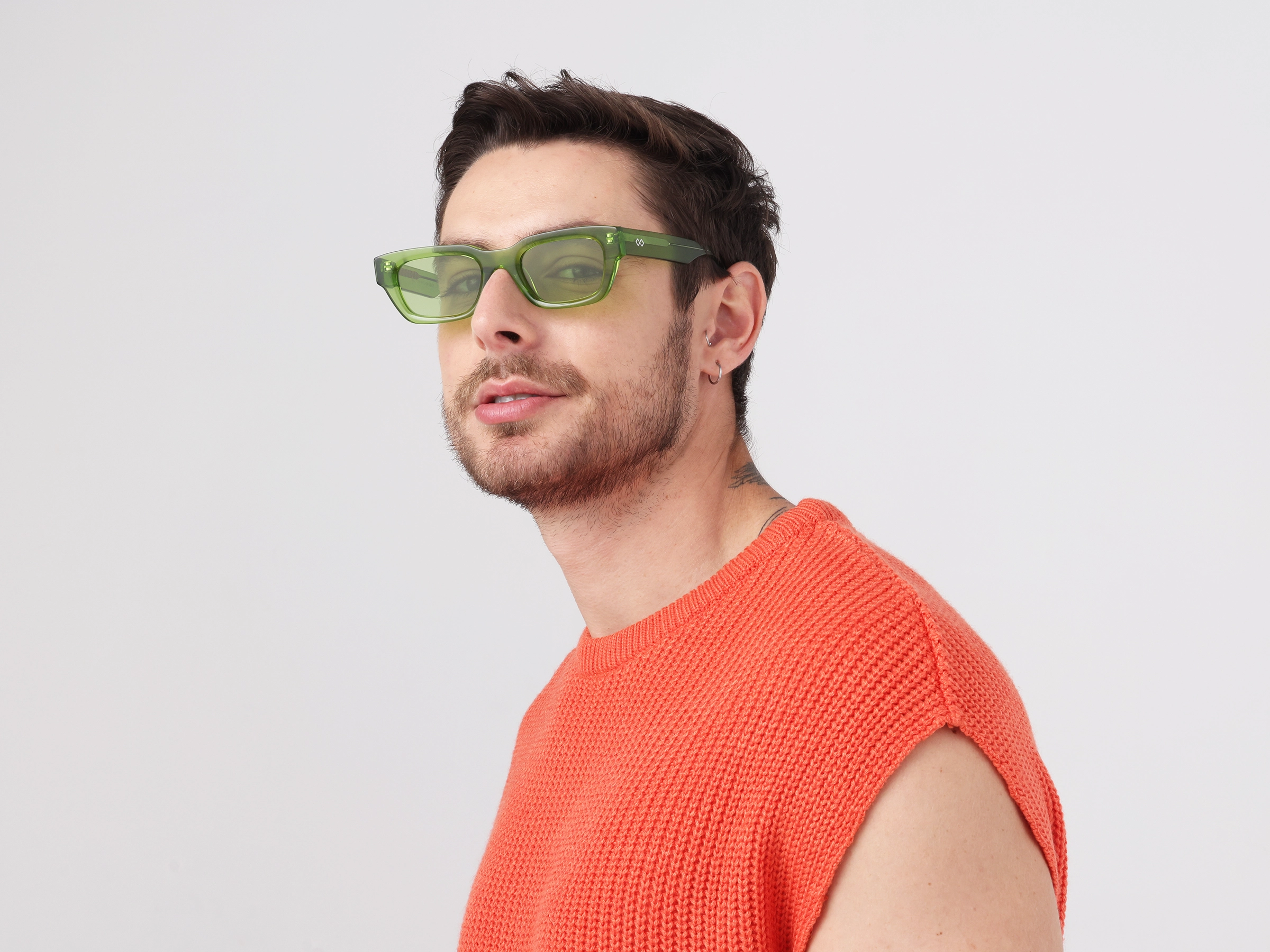 Crystal Moss Green Full-Rim Rectangle Sunglasses-1