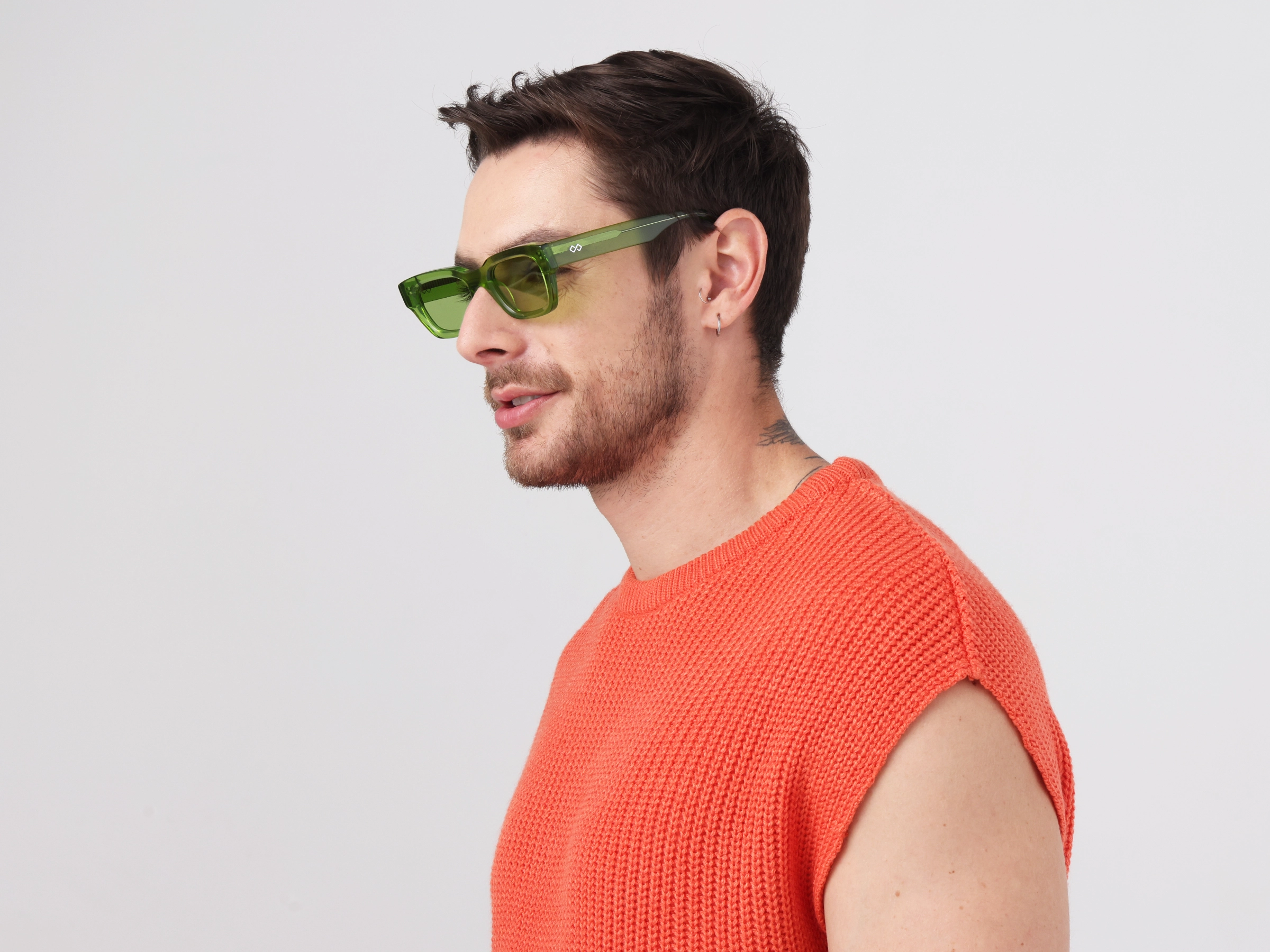 Crystal Moss Green Full-Rim Rectangle Sunglasses-3