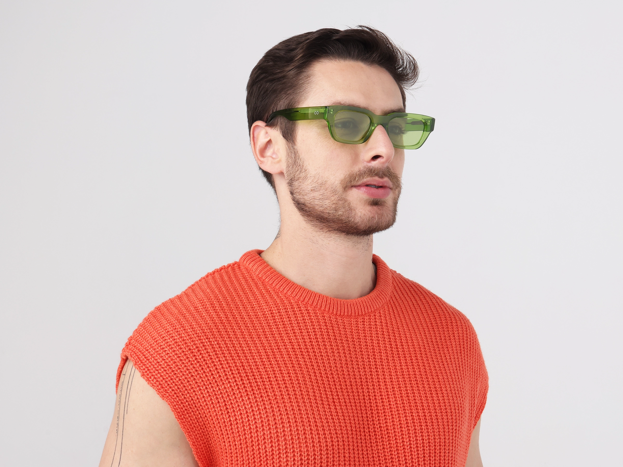 Crystal Moss Green Full-Rim Rectangle Sunglasses-2