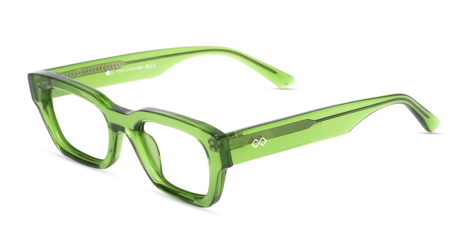 Crystal Moss Green Rectangle Glasses