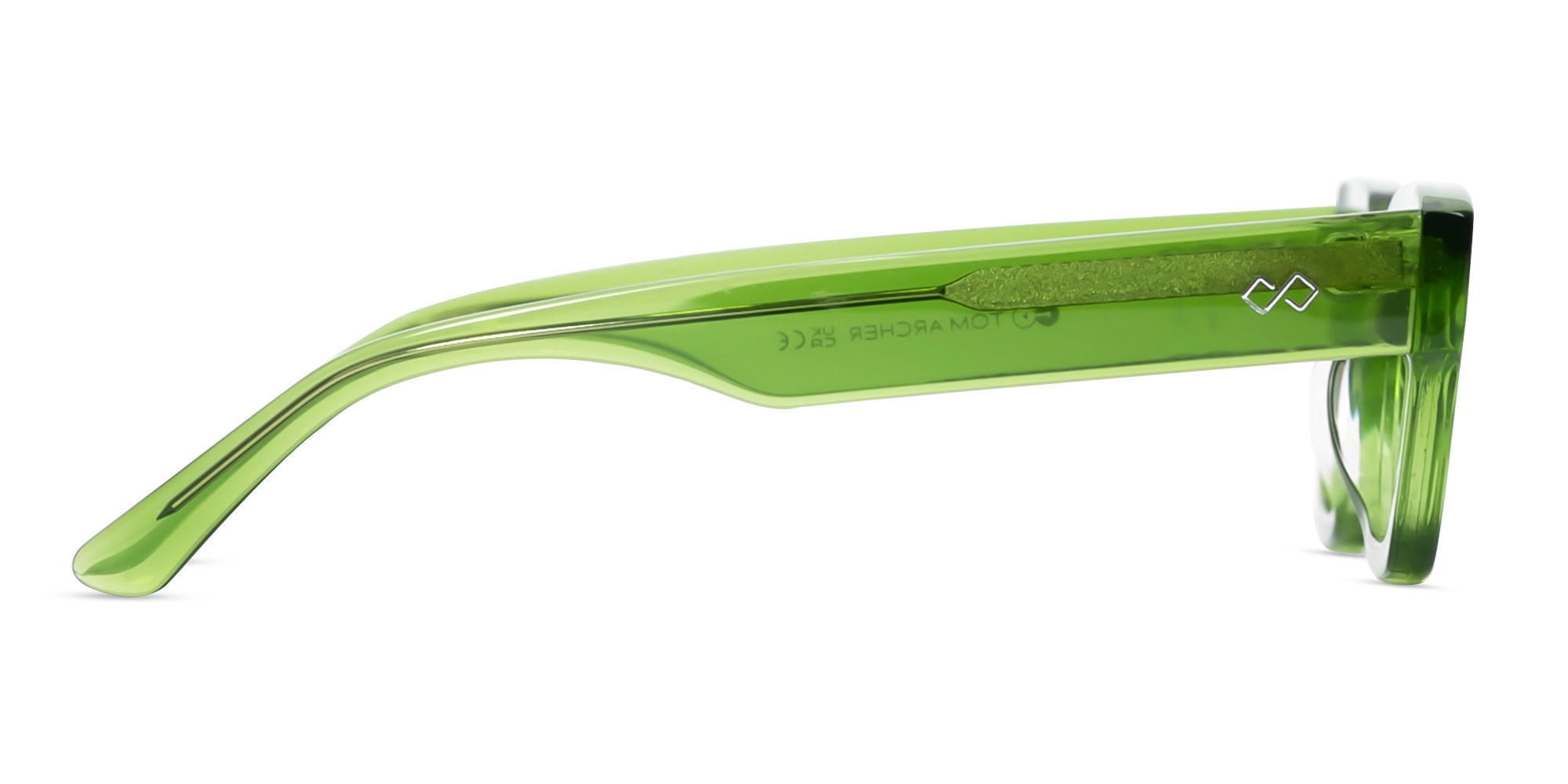 Crystal Moss Green Rectangle Glasses