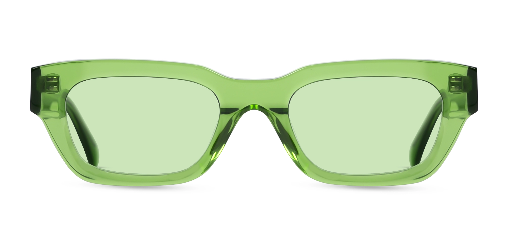 Crystal Moss Green Full-Rim Rectangle Sunglasses-1