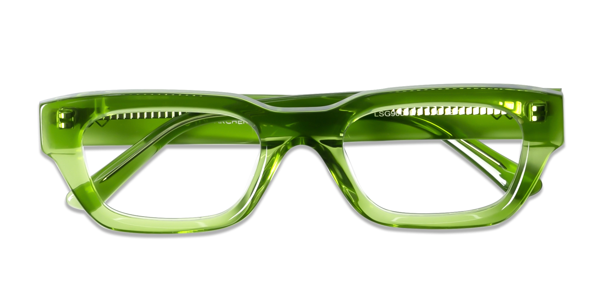 Crystal Moss Green Rectangle Glasses