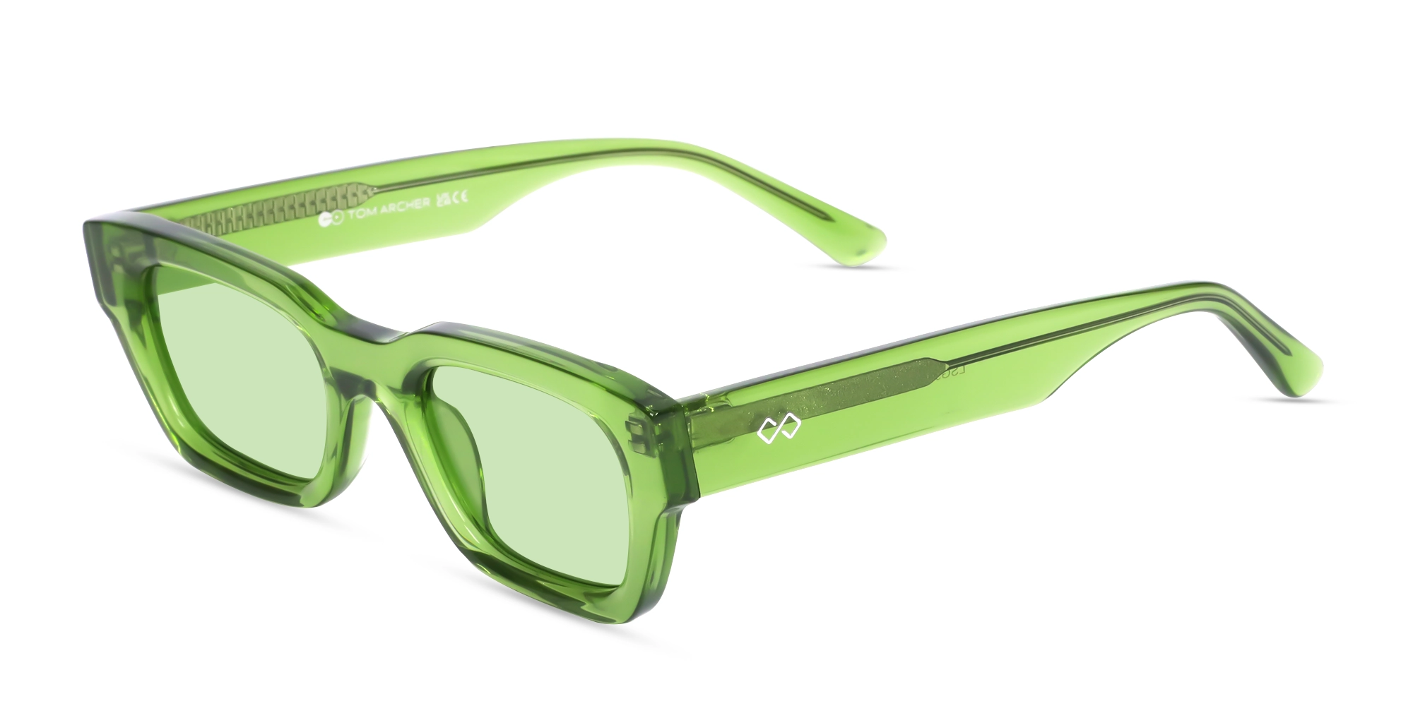 Crystal Moss Green Full-Rim Rectangle Sunglasses-3