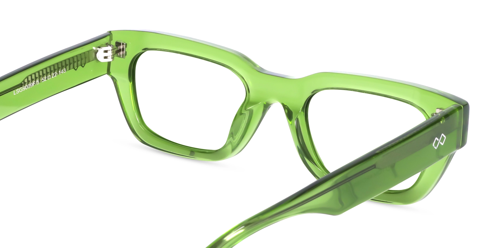 Crystal Moss Green Rectangle Glasses