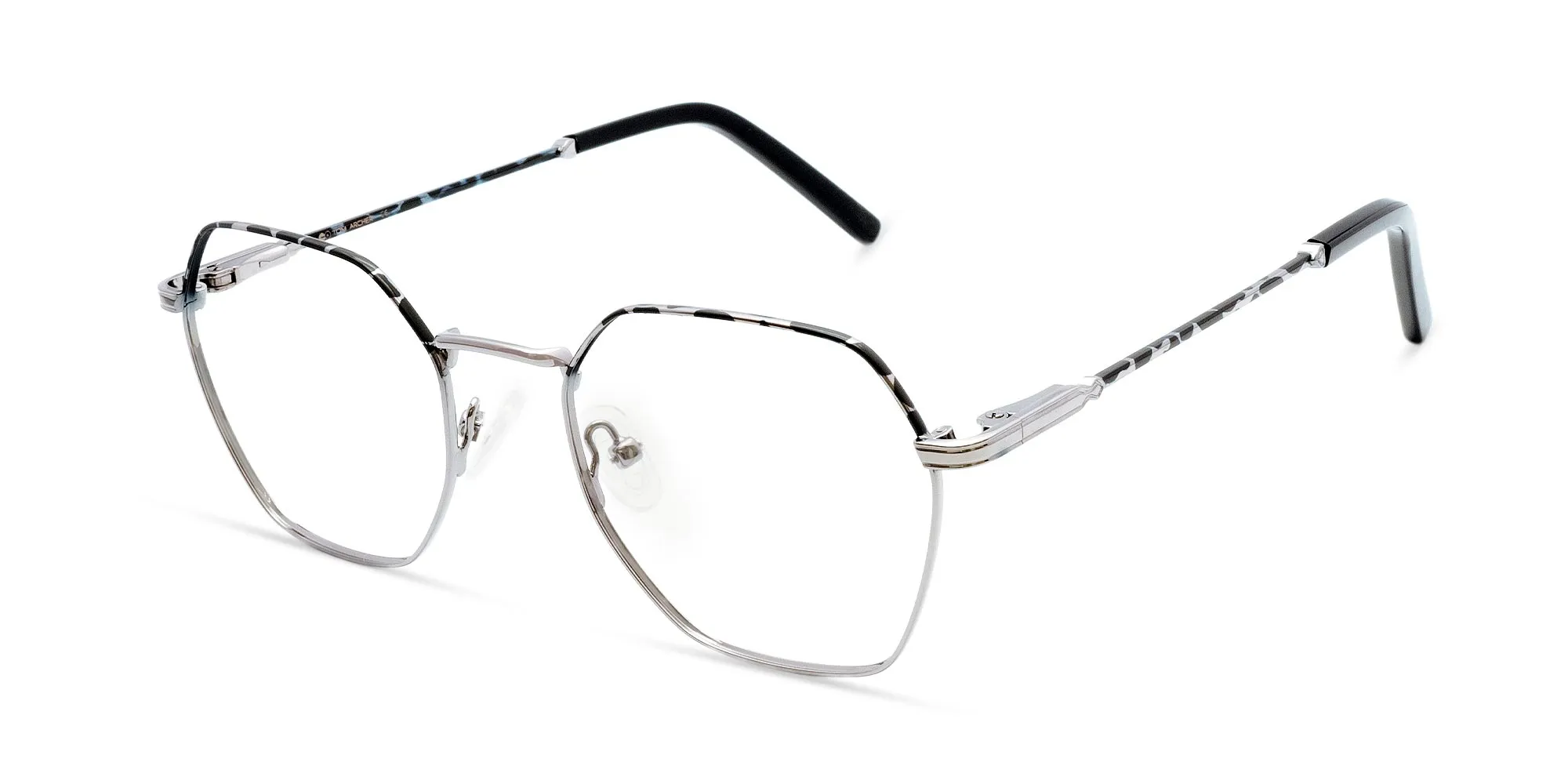 Silver Hexagonal Glasses-2 Silver Hexagonal Glasses-2