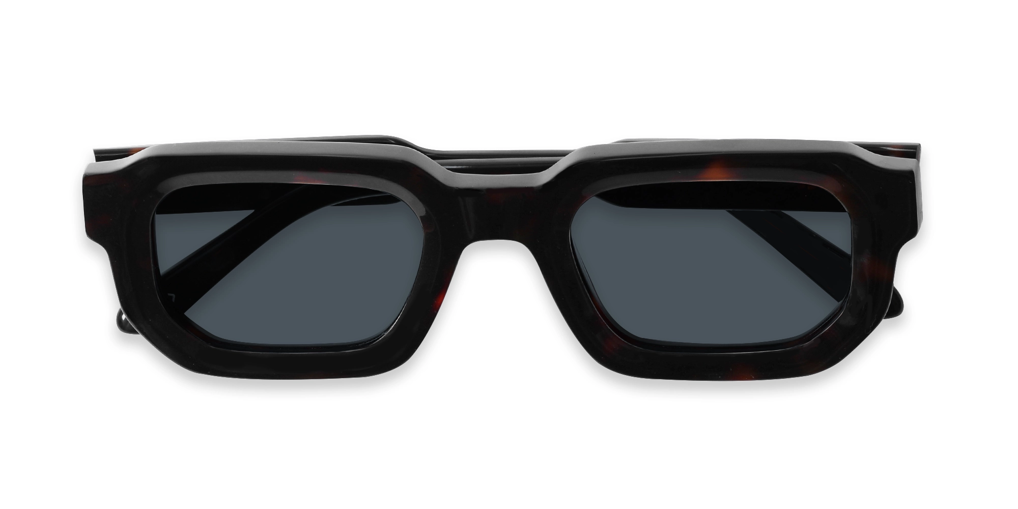Dark Tortoise Rectangle Acetate Sunglasses-6