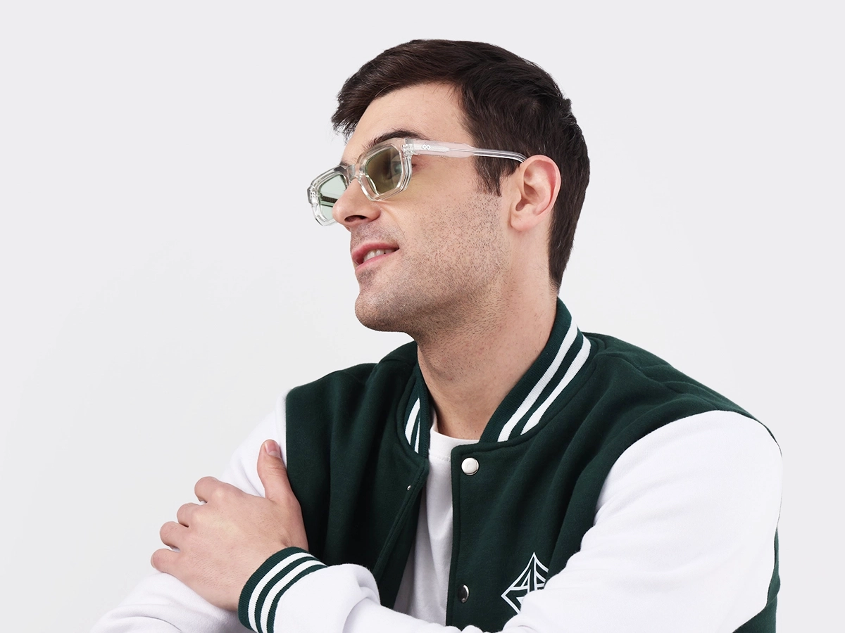 Crystal Clear Rectangle Full Rim Sunglasses 42