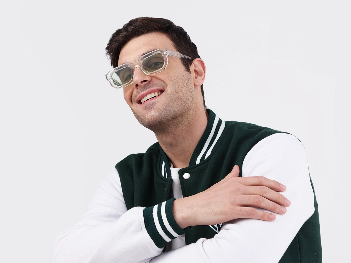 Crystal Clear Rectangle Full Rim Sunglasses 41