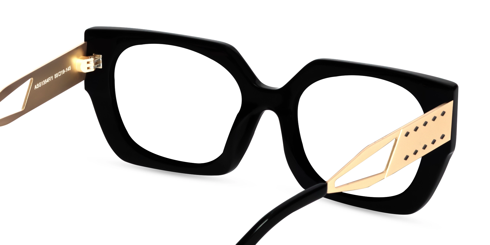 Metallic Gold & Black Square Glasses