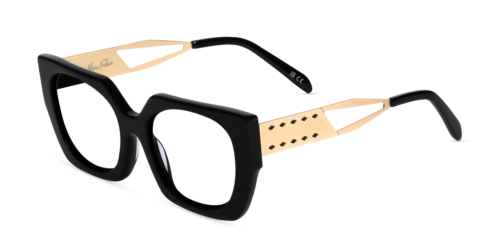 Metallic Gold & Black Square Glasses