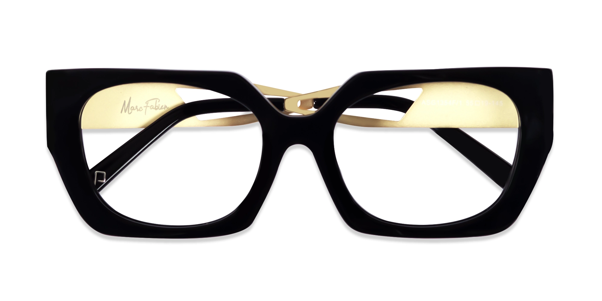 Metallic Gold & Black Square Glasses