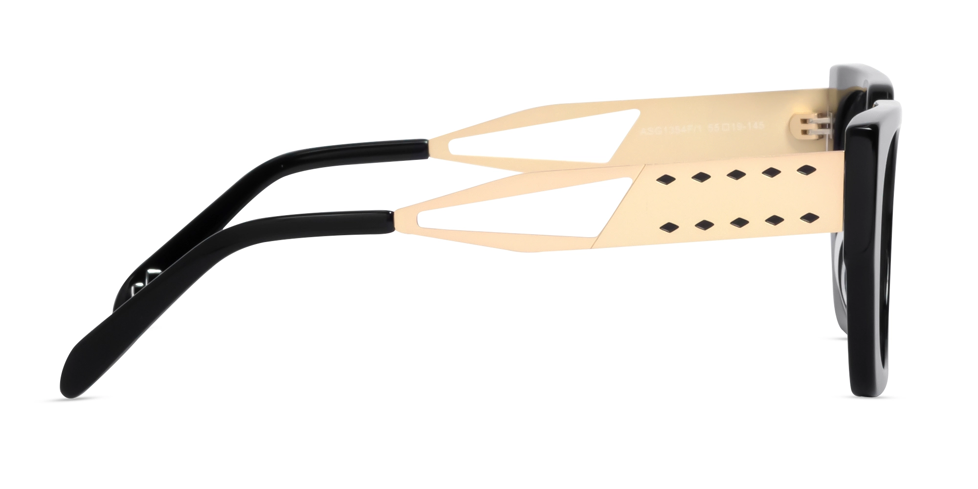 Metallic Gold & Black Square Glasses