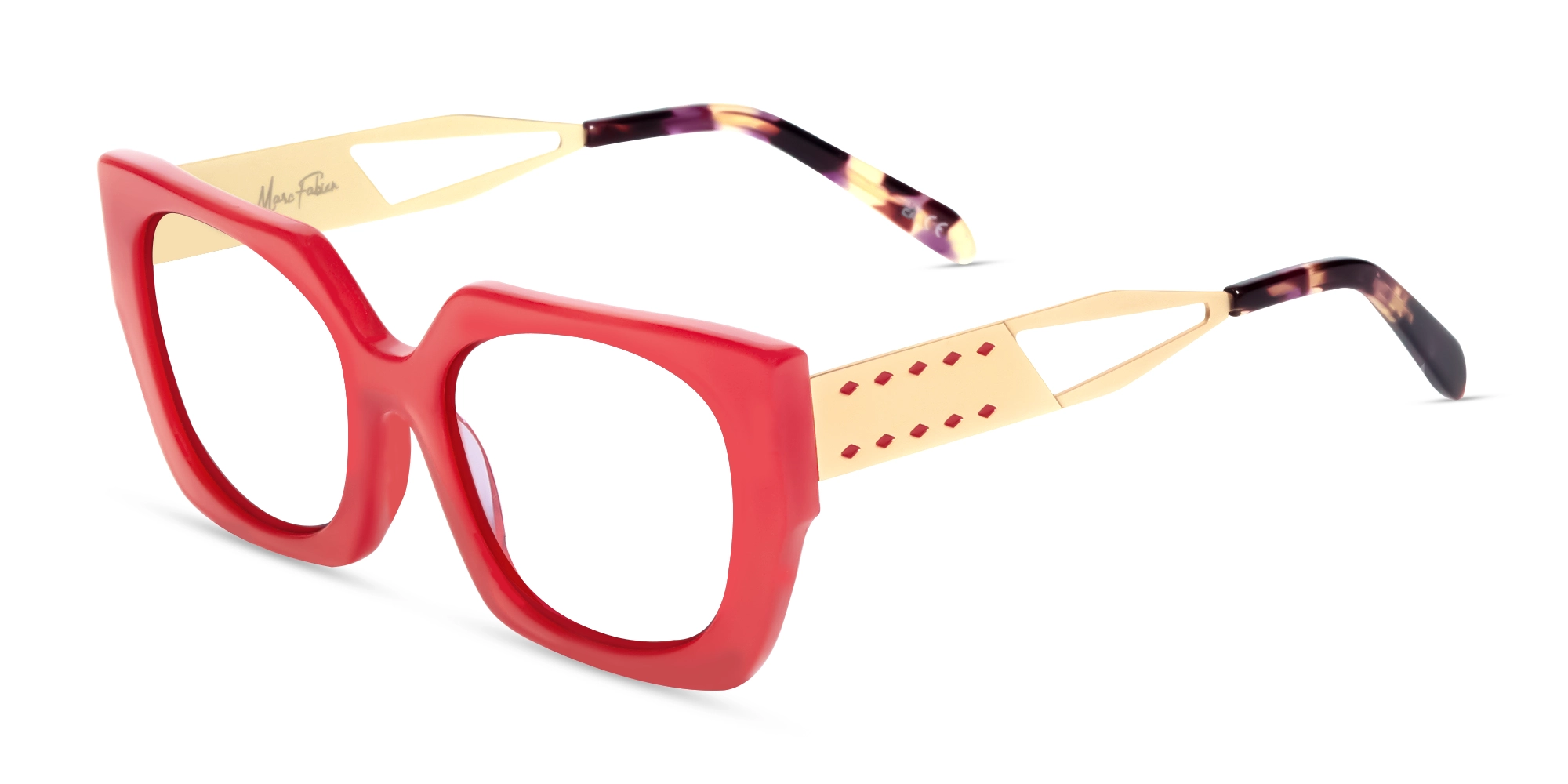 Metallic Gold & Marble Square Glasses