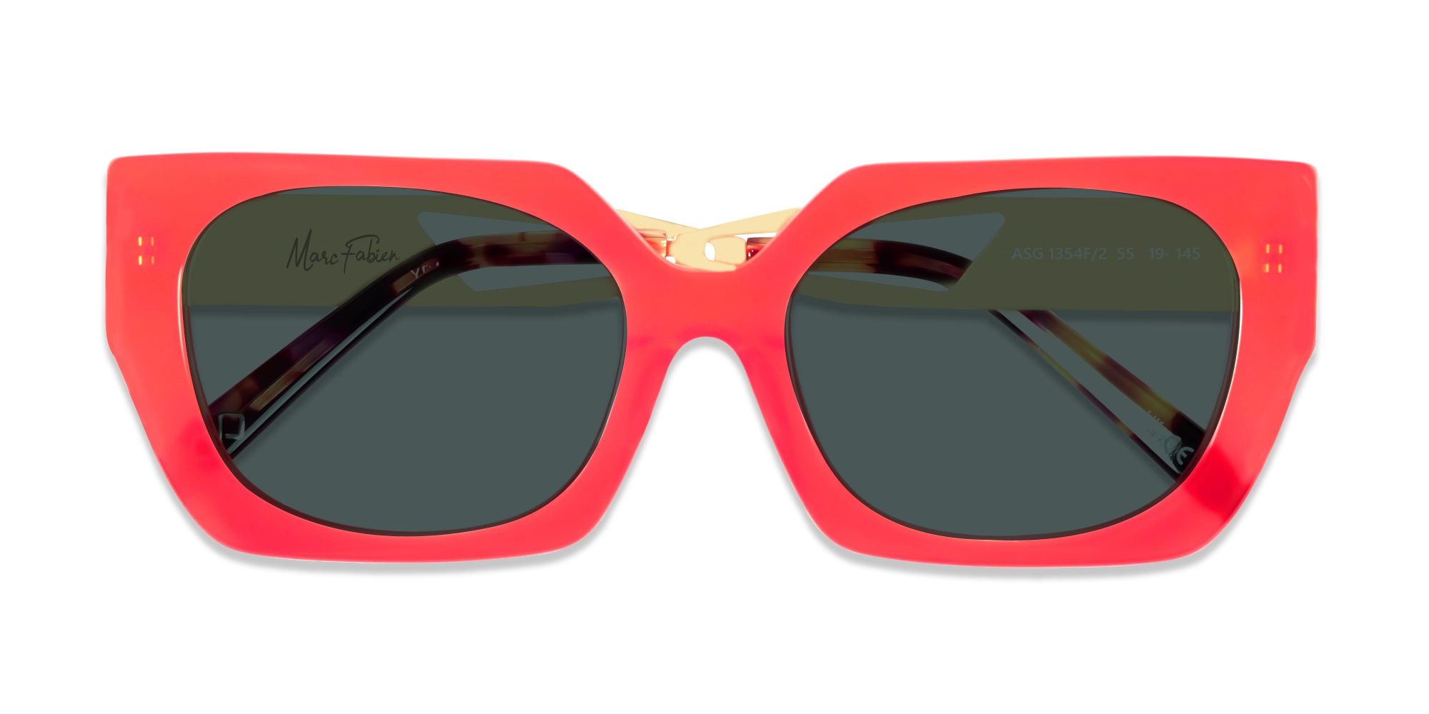 Square Red Frame Dark Grey Solid Tint Sunglasses-6