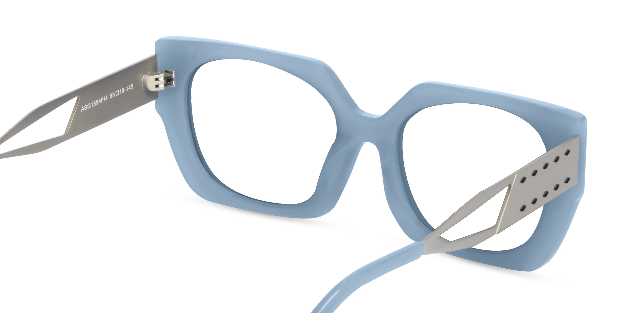 Silver & Cashmere Blue Square Glasses