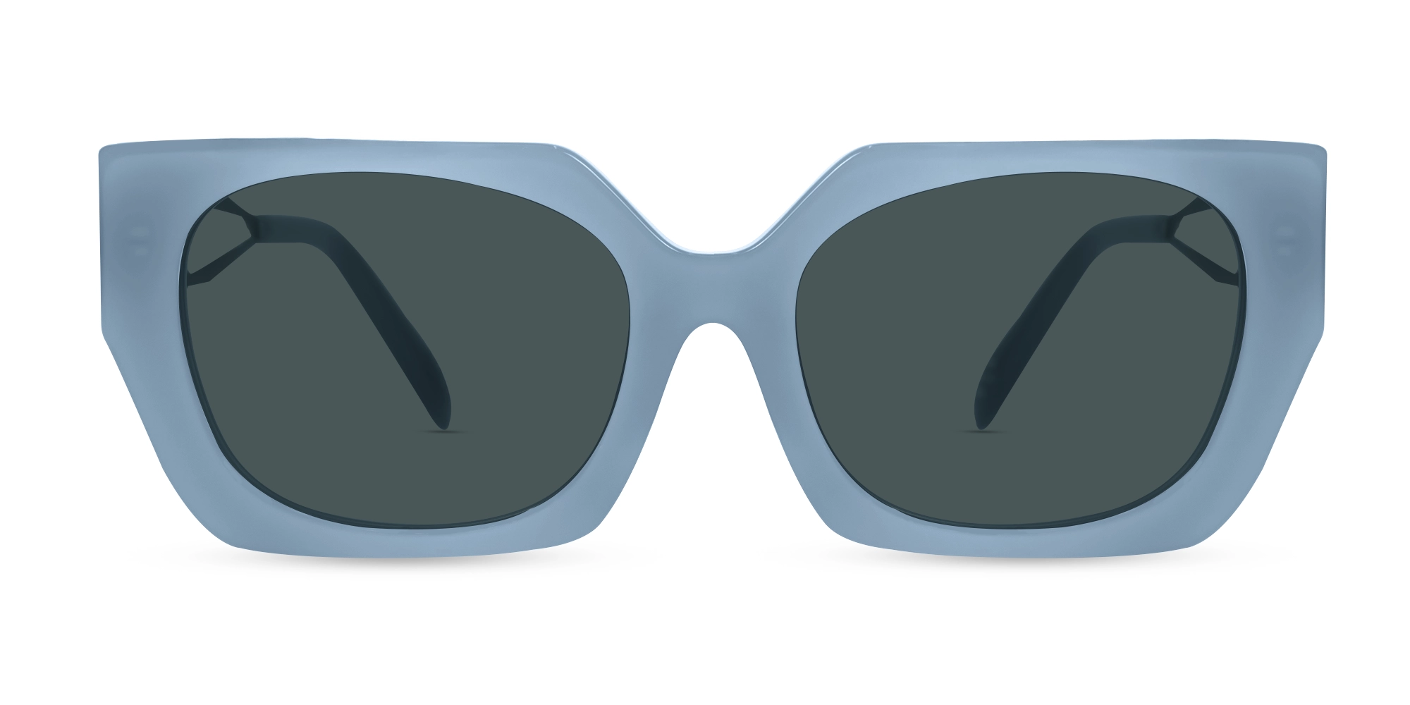 Blue Square Frame Dark Grey Tint Sunglasses-1