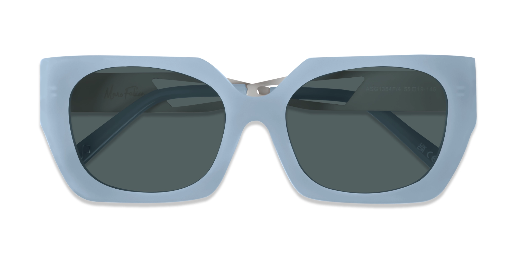 Blue Square Frame Dark Grey Tint Sunglasses-6