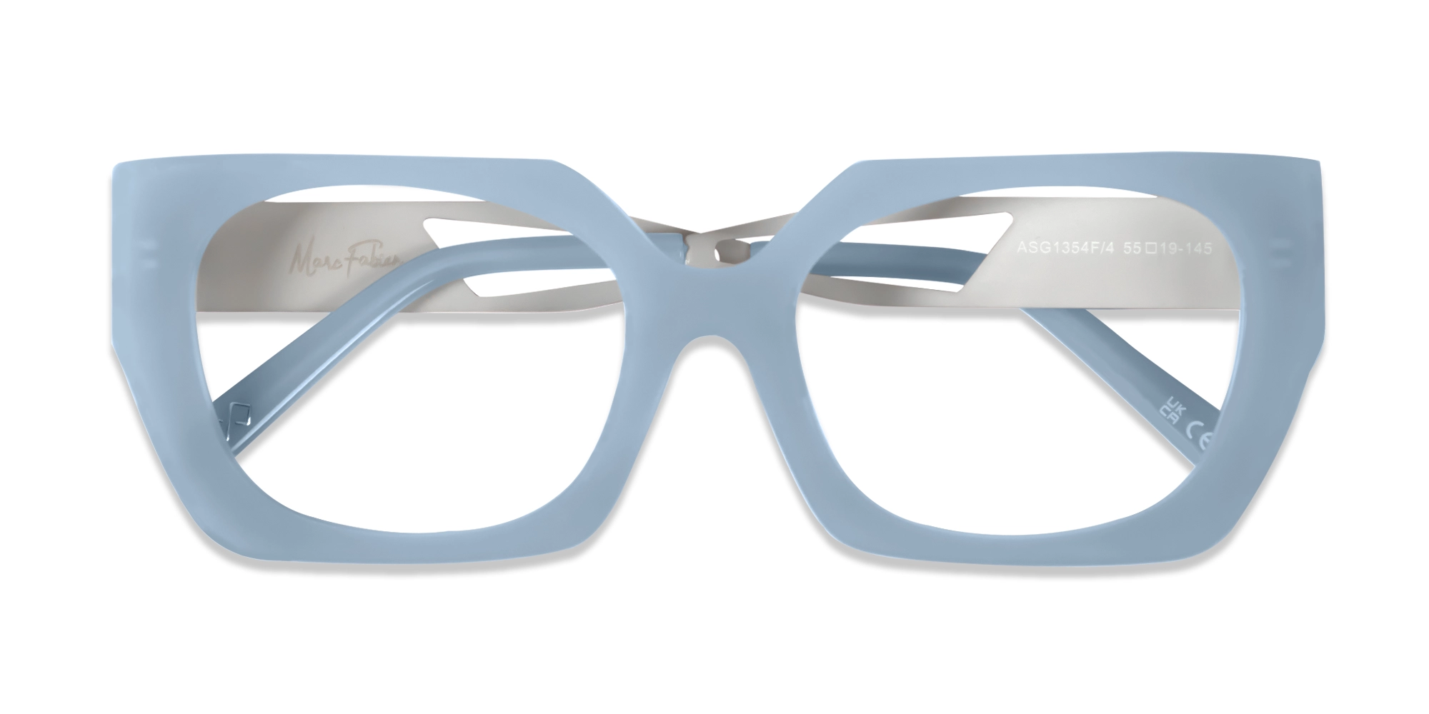 Silver & Cashmere Blue Square Glasses