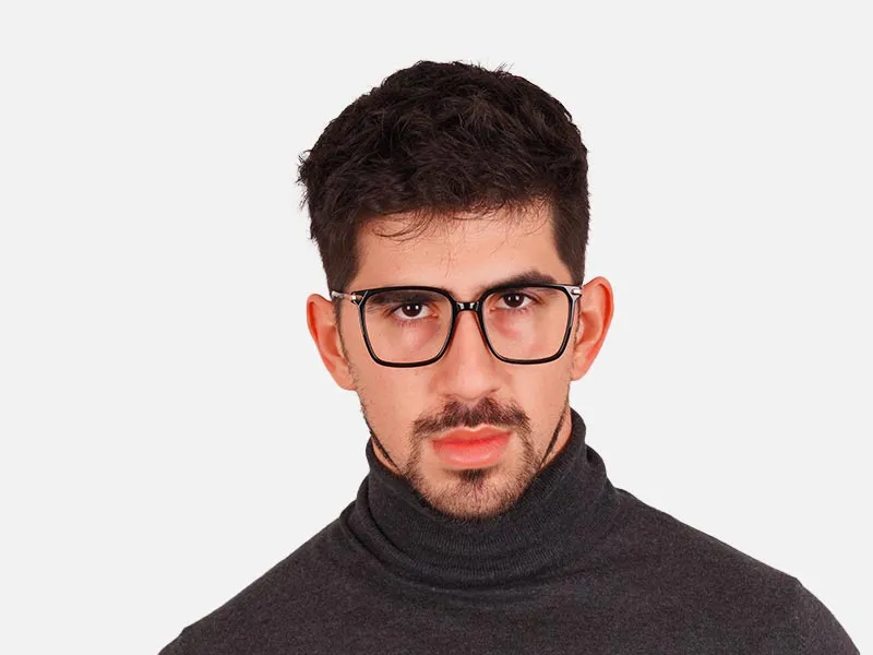 Black & Rose Gold Full Rim Square Glasses-2