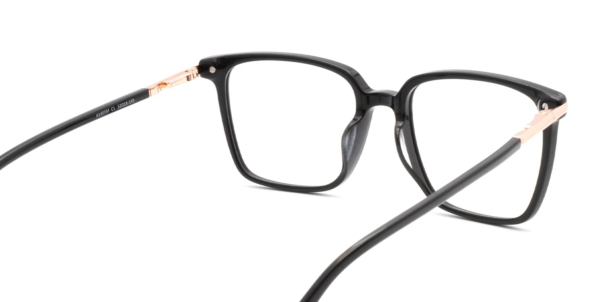 Black & Rose Gold Full Rim Square Glasses-2