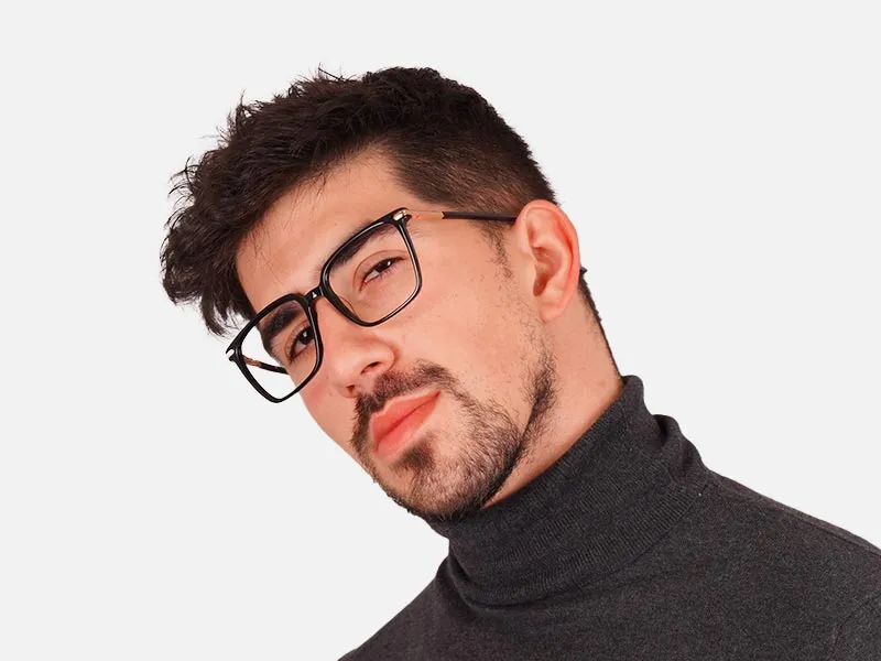 Black & Rose Gold Full Rim Square Glasses-2