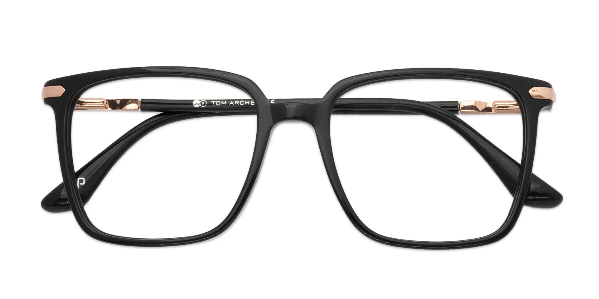 Black & Rose Gold Full Rim Square Glasses-2