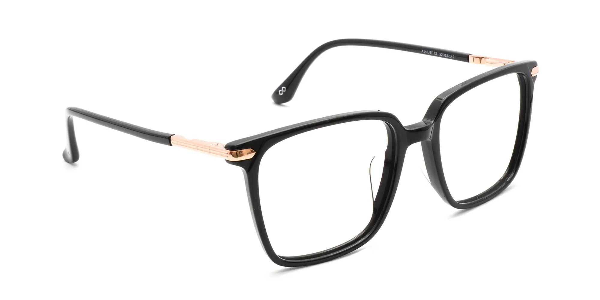 Black & Rose Gold Full Rim Square Glasses-2