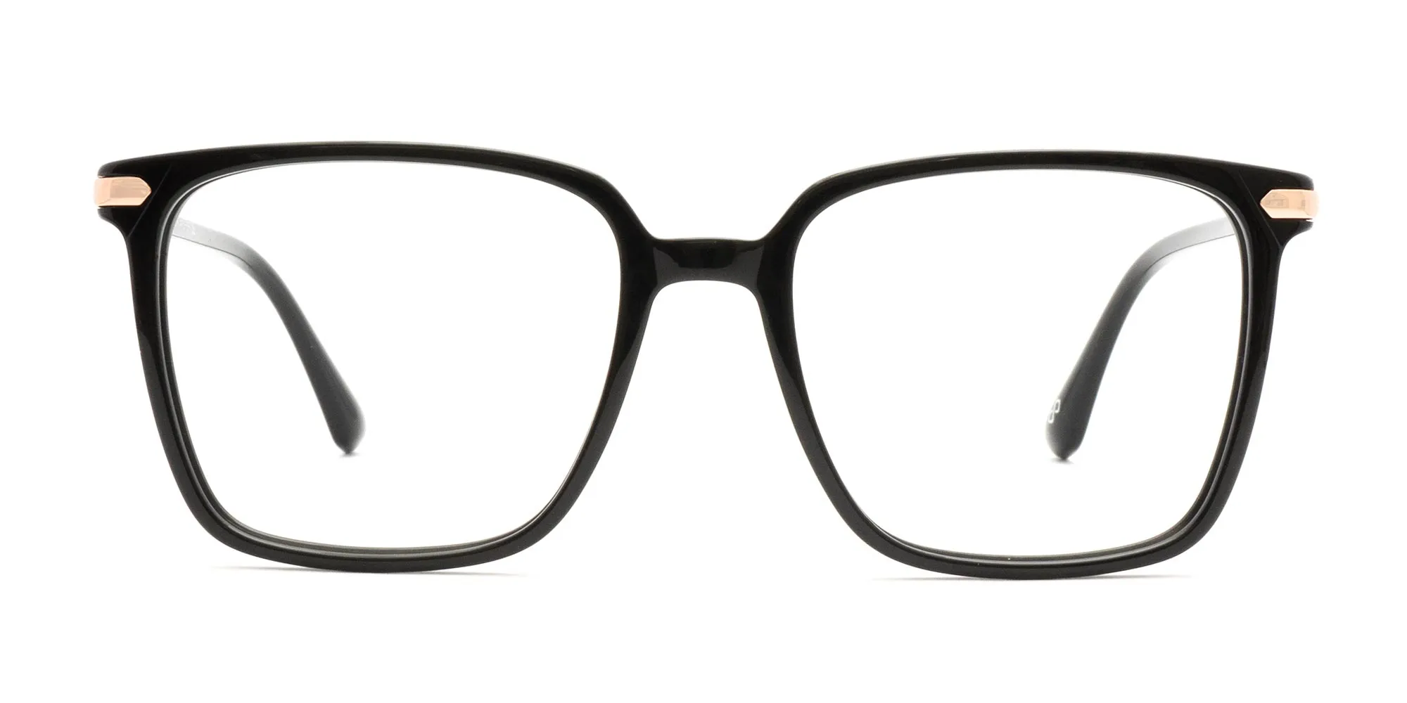 Black & Rose Gold Full Rim Square Glasses-2
