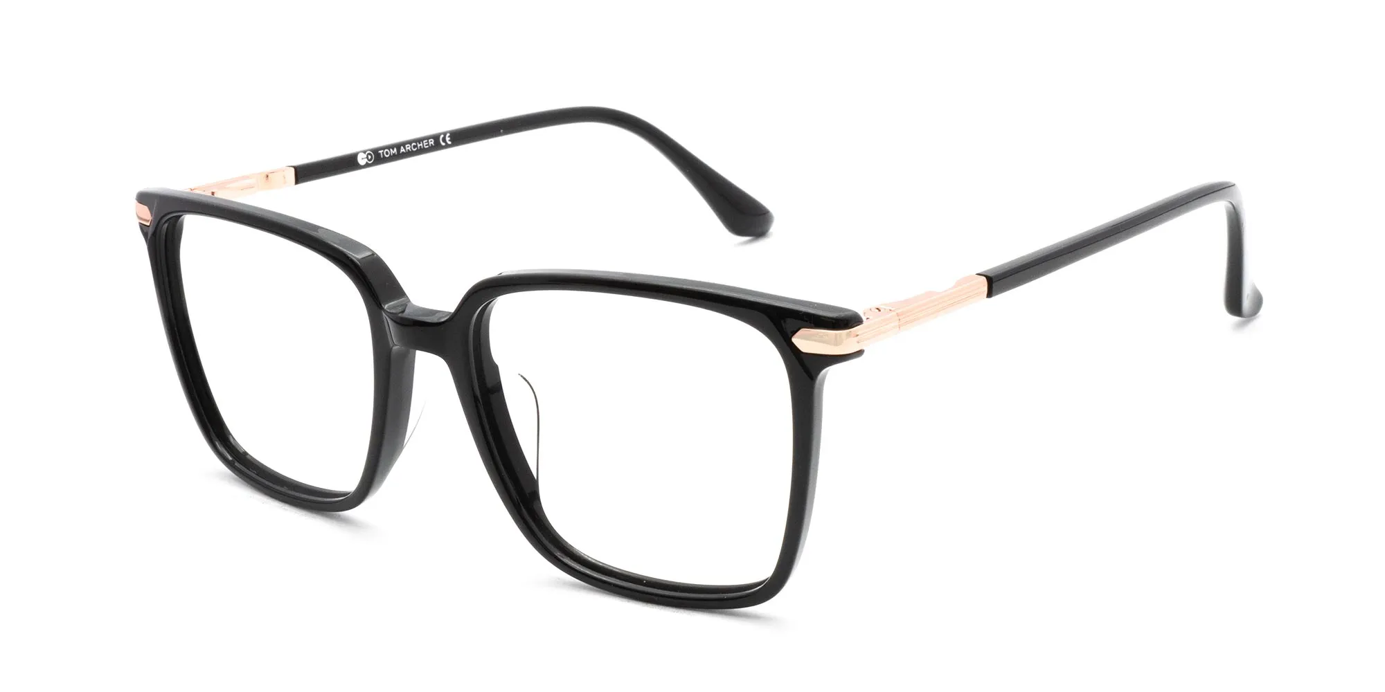 Black & Rose Gold Full Rim Square Glasses-2