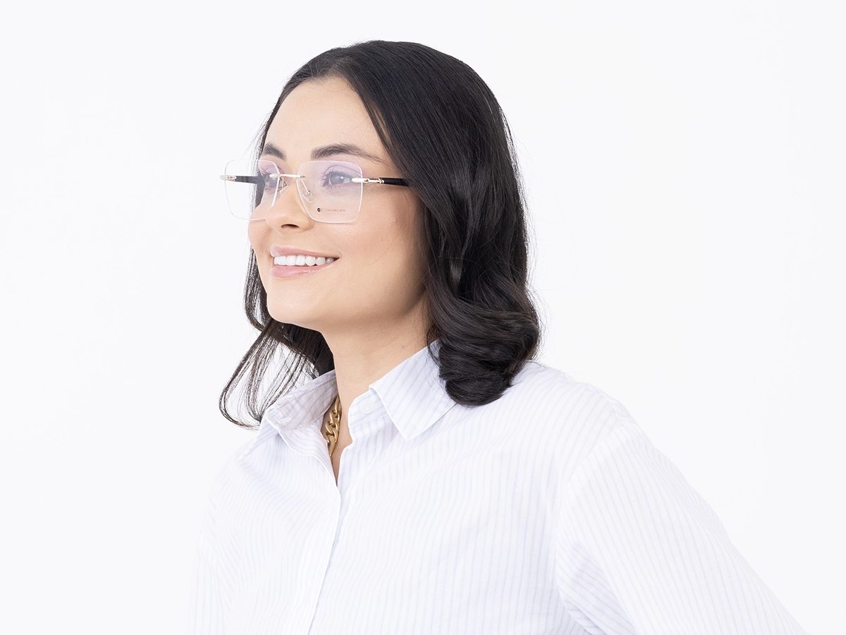 Gold Frame Rimless Glasses 52