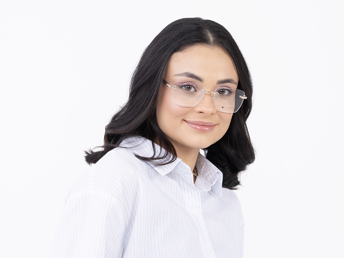 Gold Frame Rimless Glasses 53
