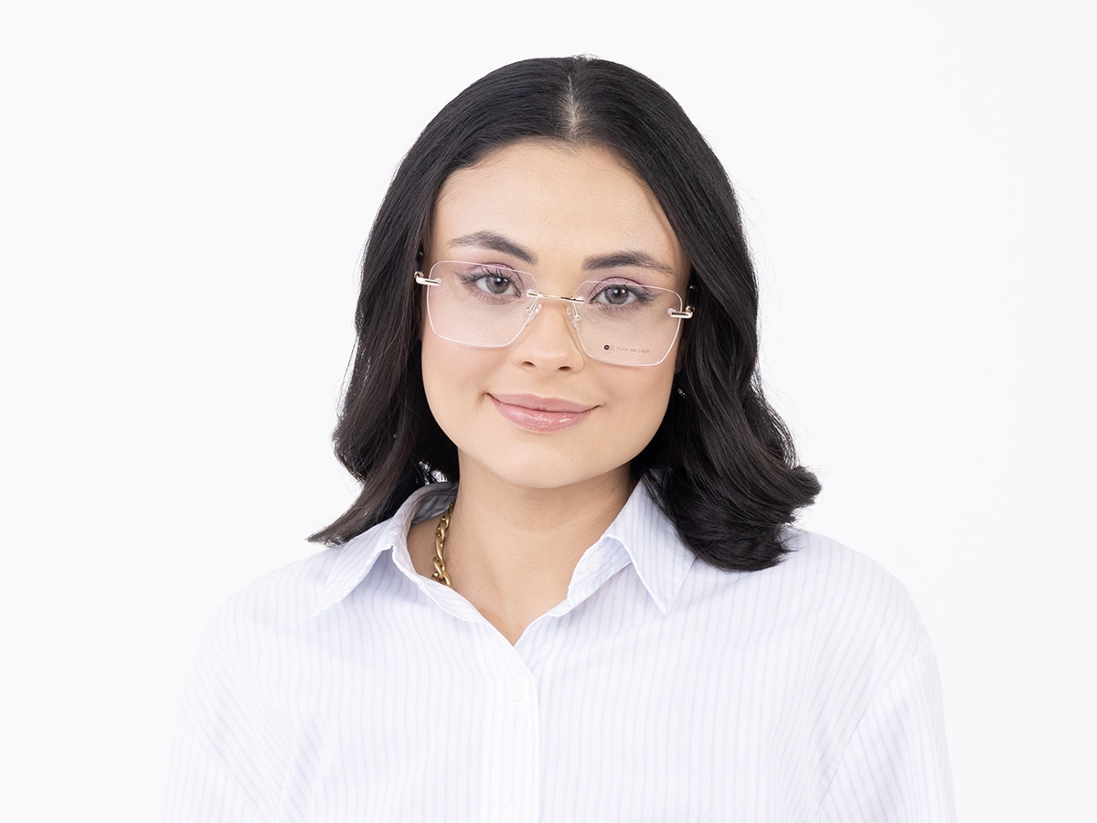 Gold Frame Rimless Glasses 51