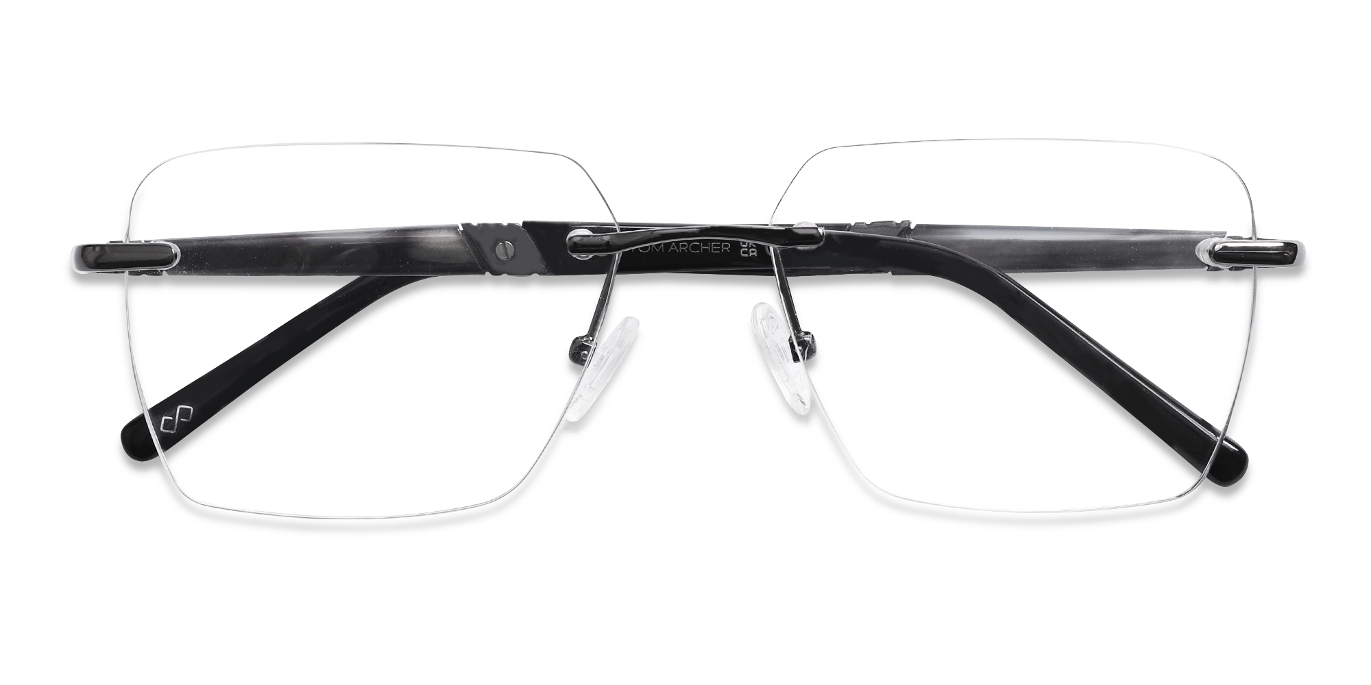 Rimless Gunmetal Rectangle Eyeglasses-6