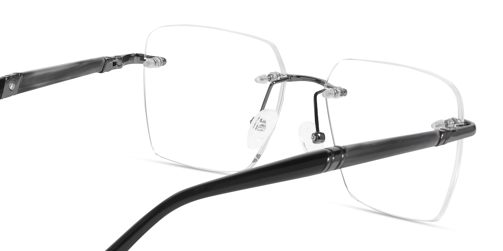 Rimless Gunmetal Rectangle Eyeglasses-5