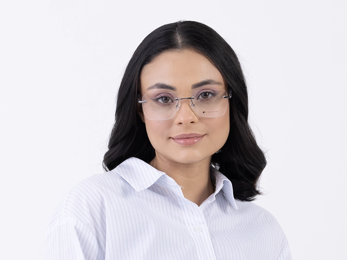 Rimless Gunmetal Rectangle Eyeglasses 51
