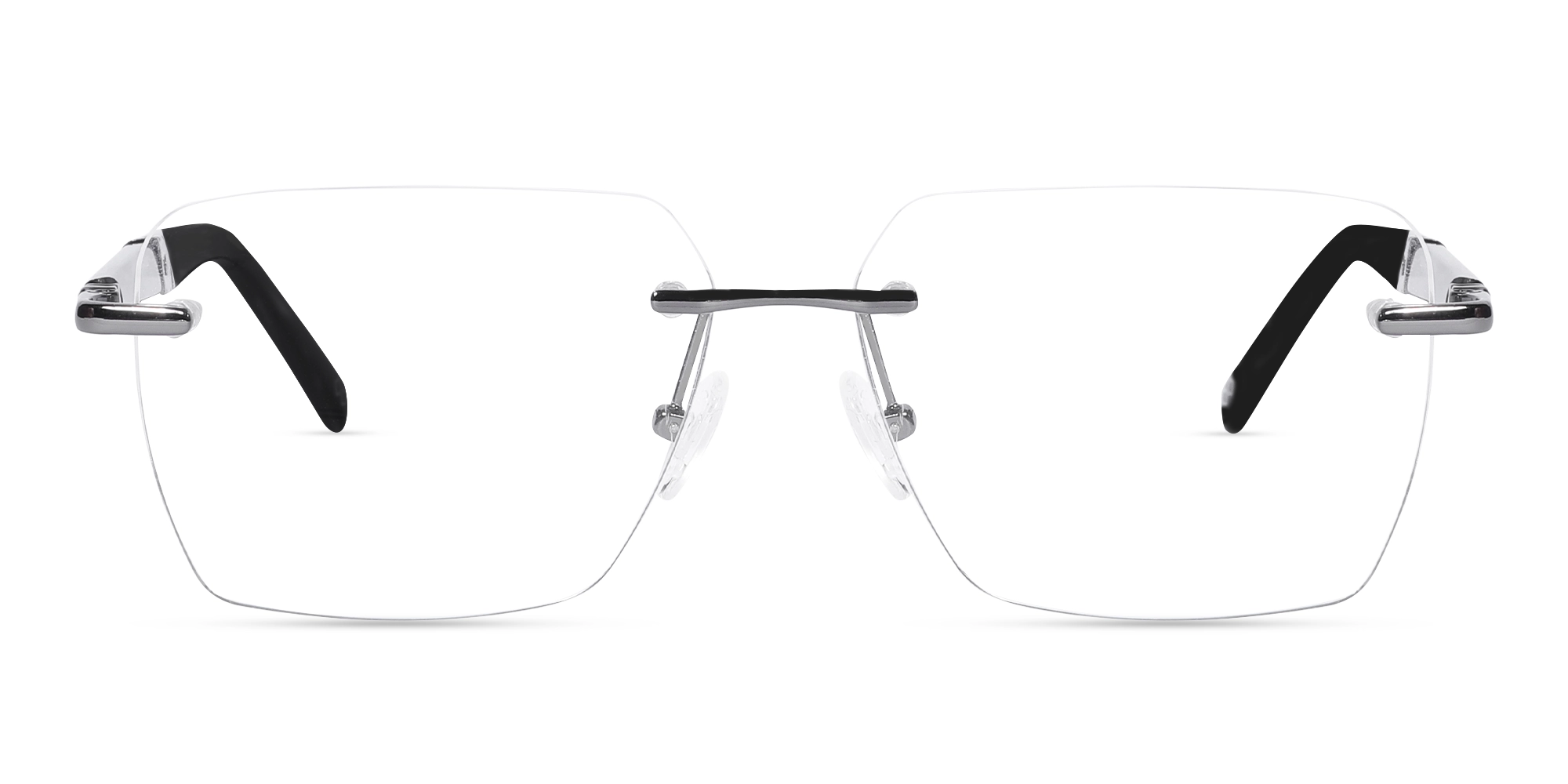 Rimless Gunmetal Rectangle Eyeglasses-1
