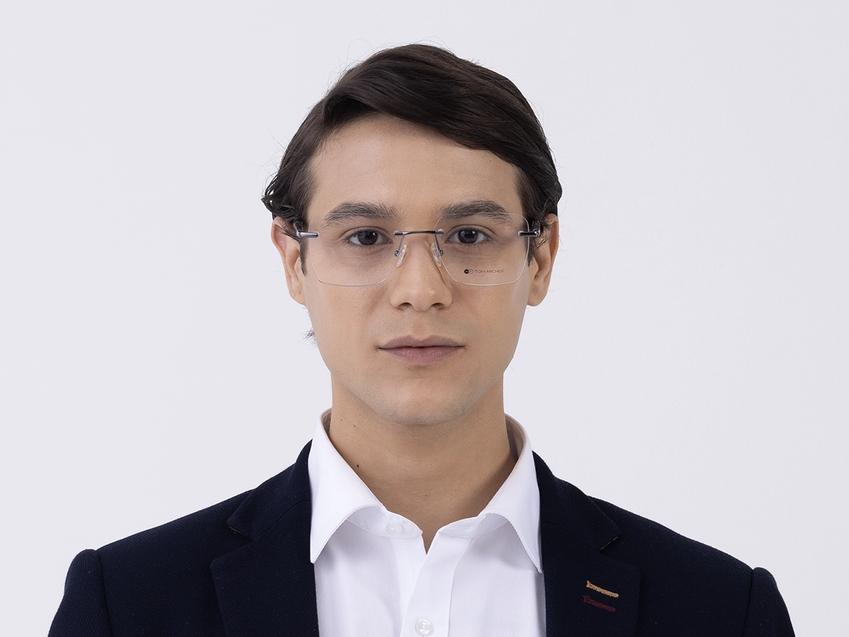 Rimless Gunmetal Rectangle Eyeglasses 41