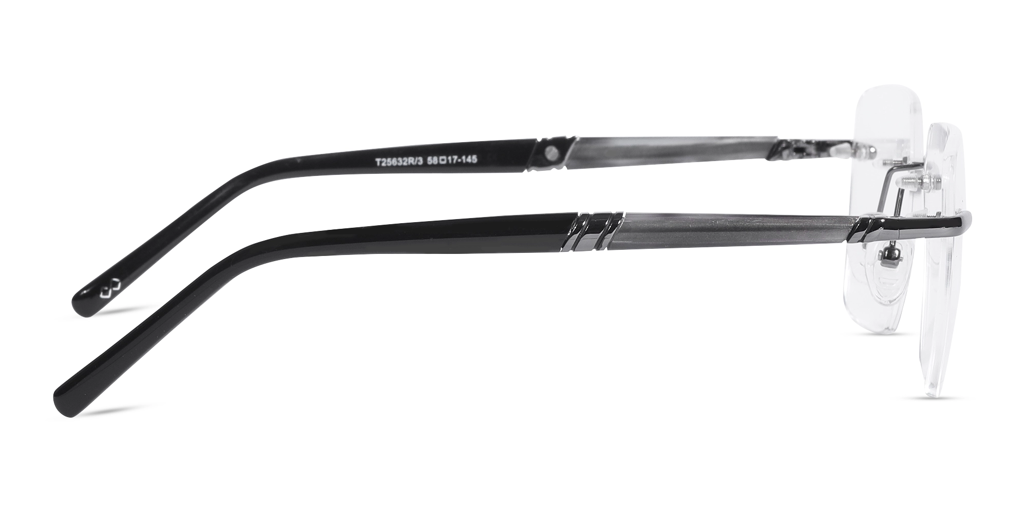 Rimless Gunmetal Rectangle Eyeglasses-4