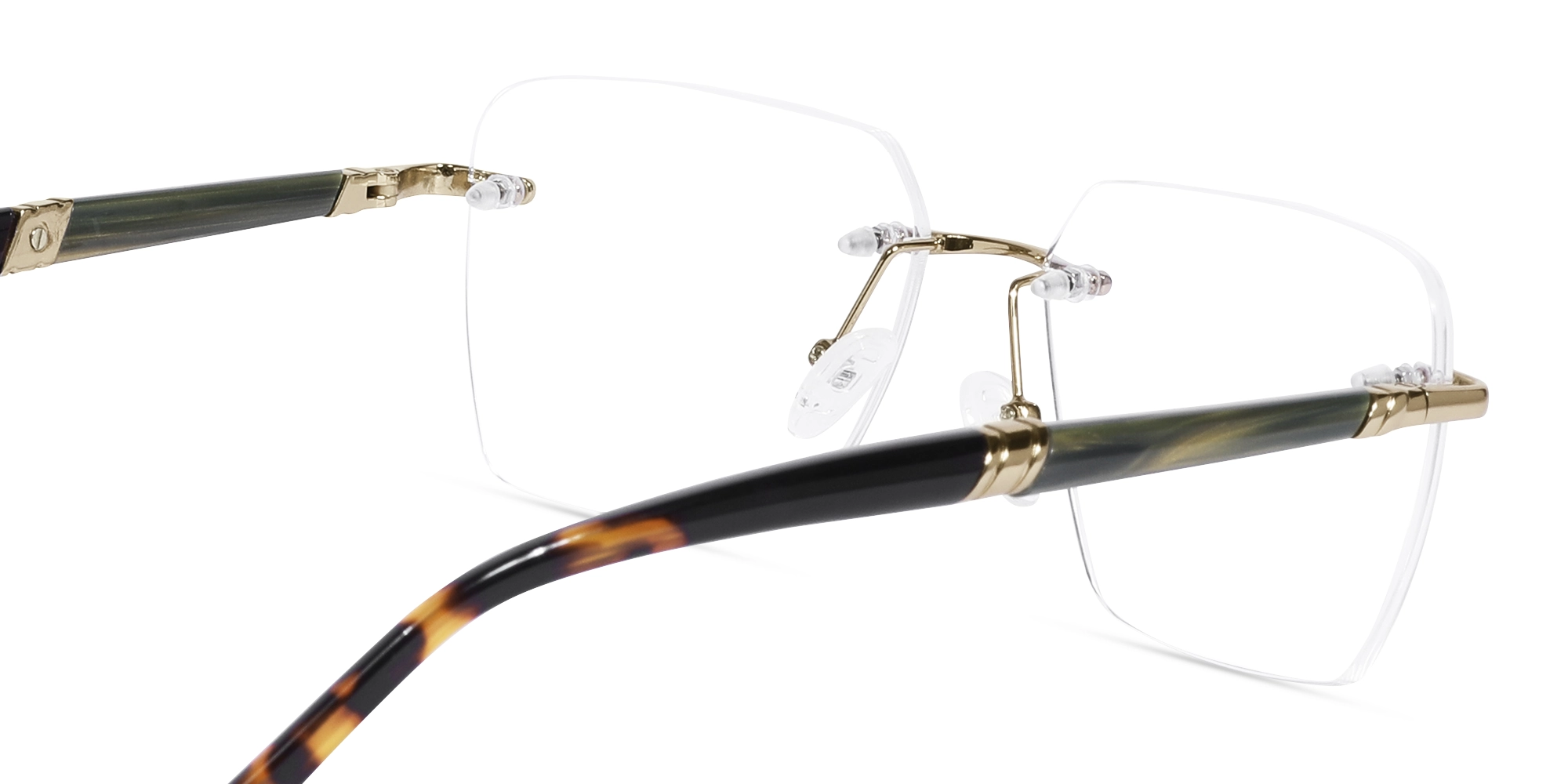 Gold Rimless Rectangle Glasses-5