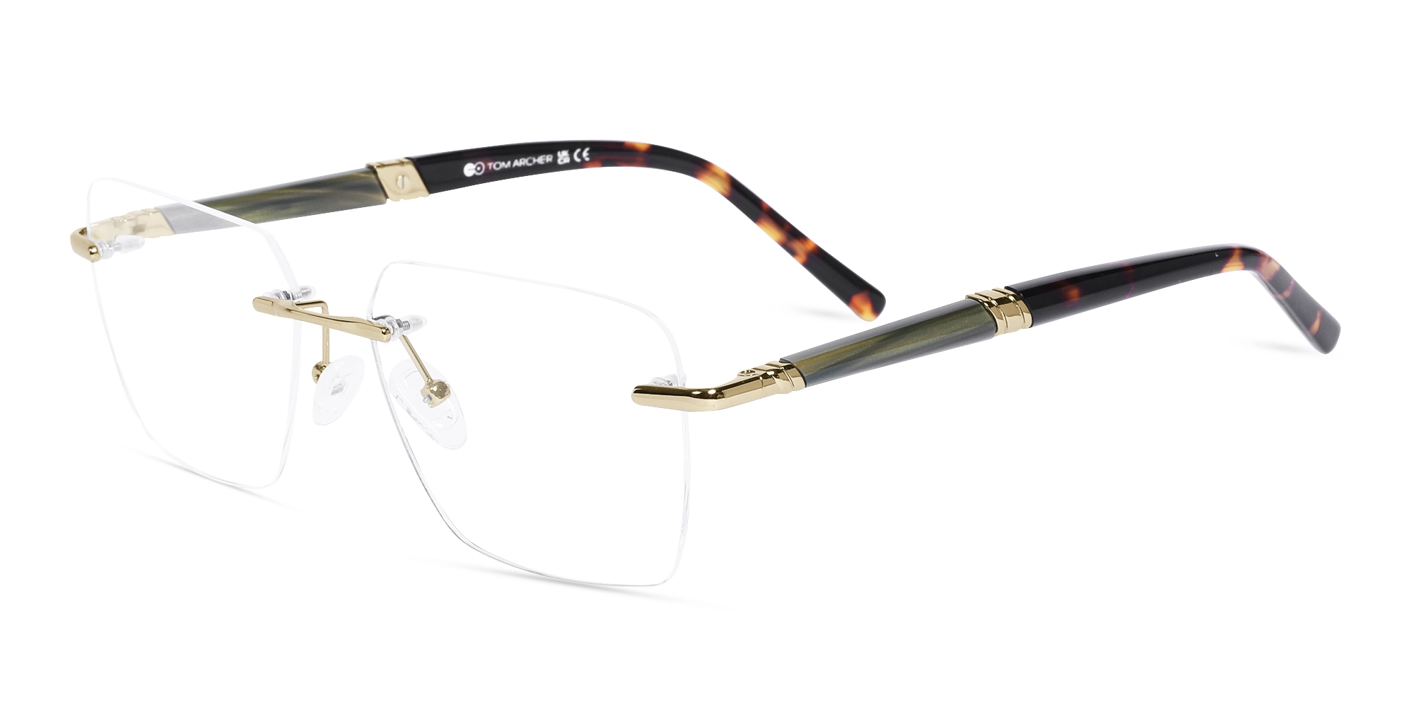 Gold Rimless Rectangle Glasses-3