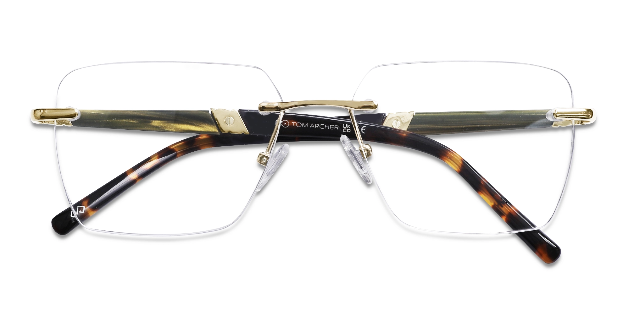 Gold Rimless Rectangle Glasses-6
