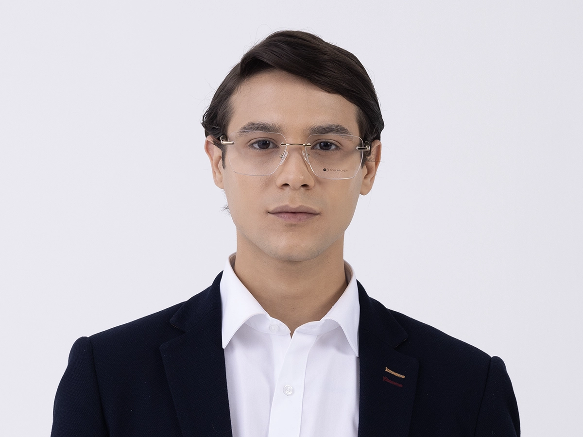 Gold Rimless Rectangle Glasses 41