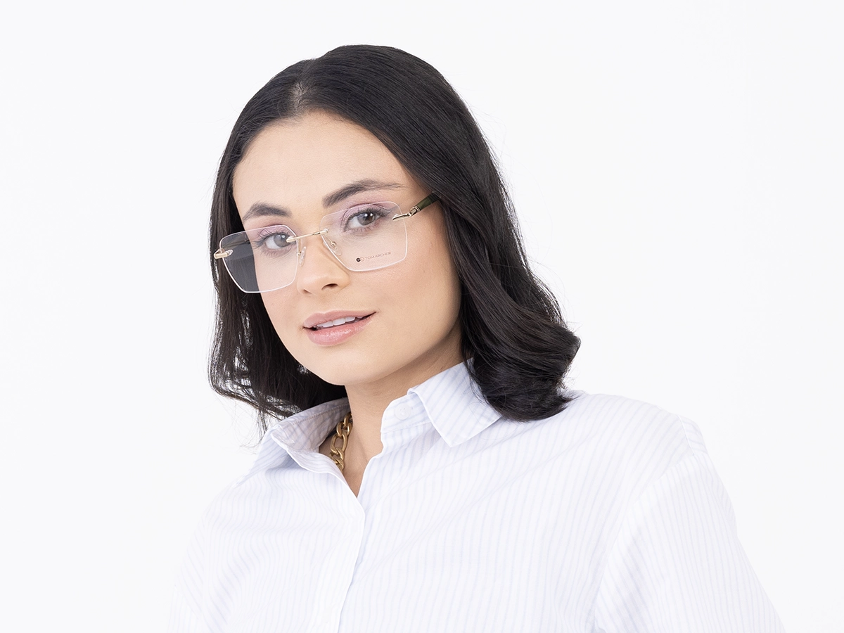 Gold Rimless Rectangle Glasses 52