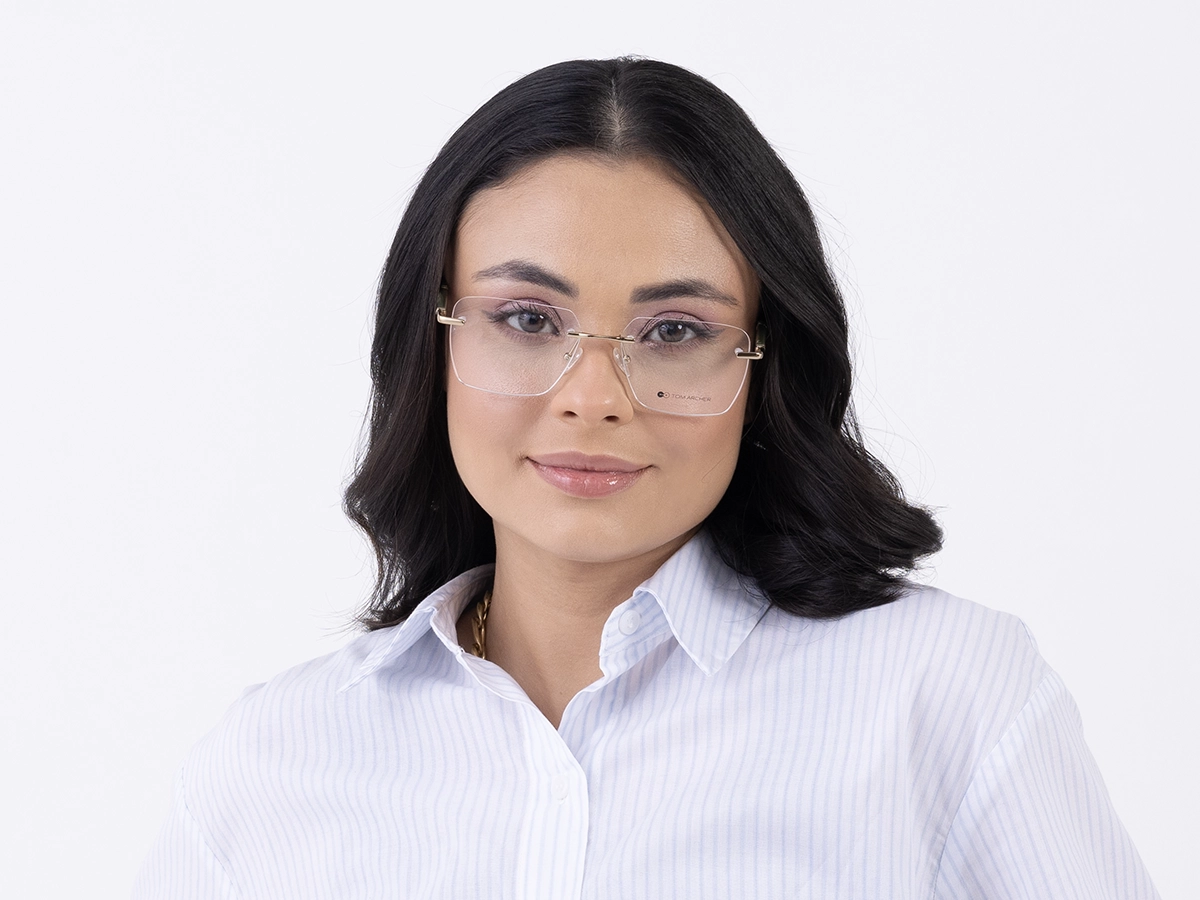 Gold Rimless Rectangle Glasses 51