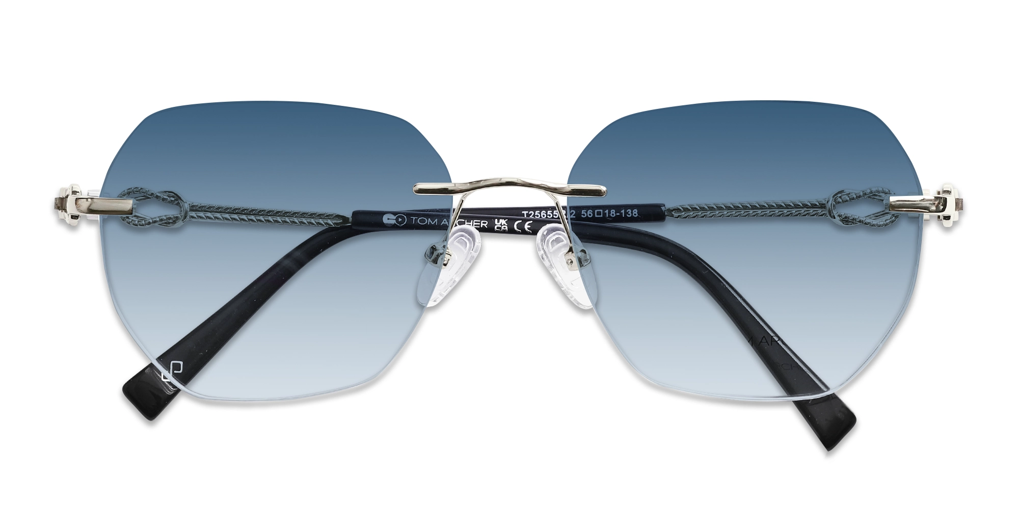 Silver & Blue Gradient Metal Sunglasses