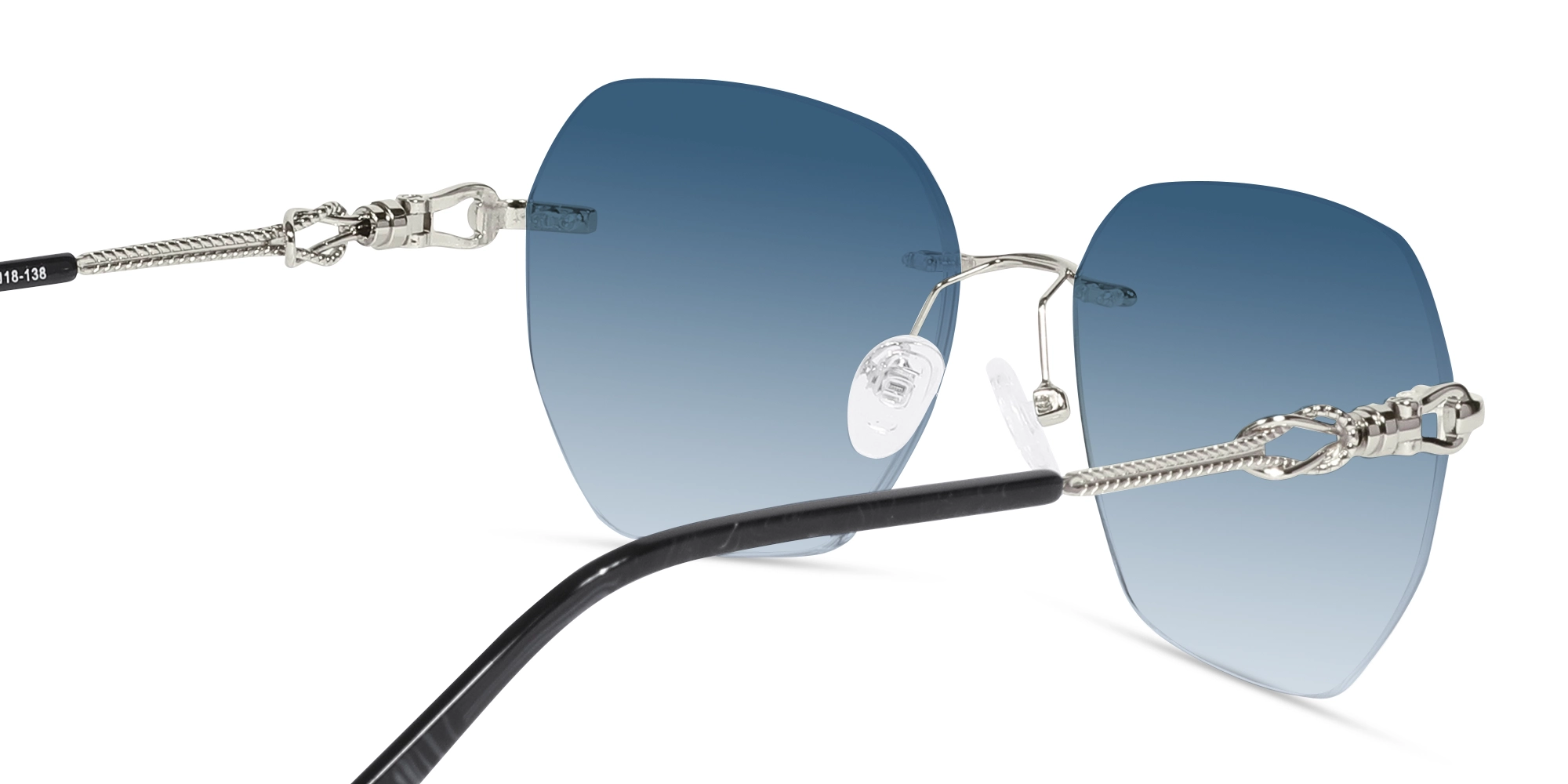 Silver & Blue Gradient Metal Sunglasses